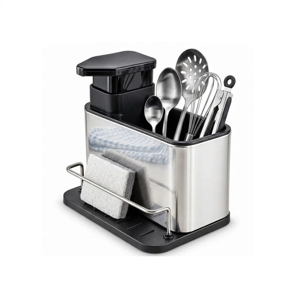 Z.I.K Stainless Steel Cutlery Holder With Soap Dispenser