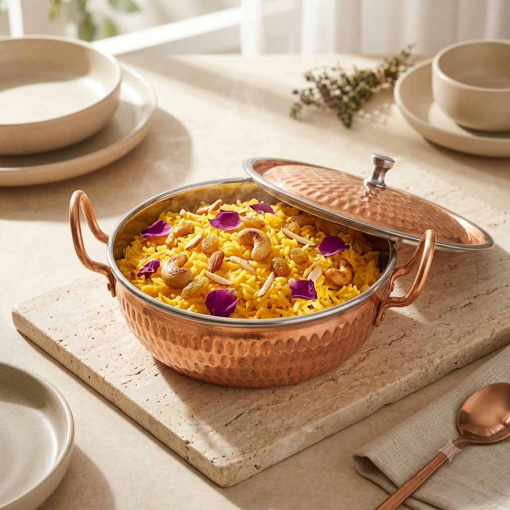 R.S Brass Copper Coating Serving Karahi