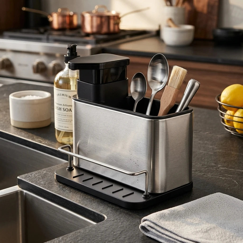 Z.I.K Stainless Steel Cutlery Holder With Soap Dispenser