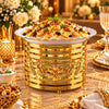 Lotus 27 cm Round Ceramic Serving Dish With Gold-Toned Floral Ring Stand