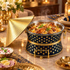 Fancy 7-Liter Round Stainless Steel Food Warmer With Conical Lid - Black & Gold