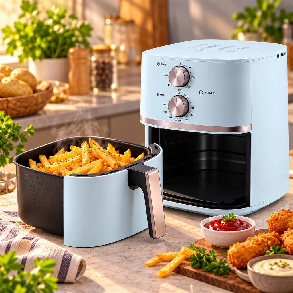 Danny Home Electric Air Fryer With Timer & Temperature Dials - White & Black