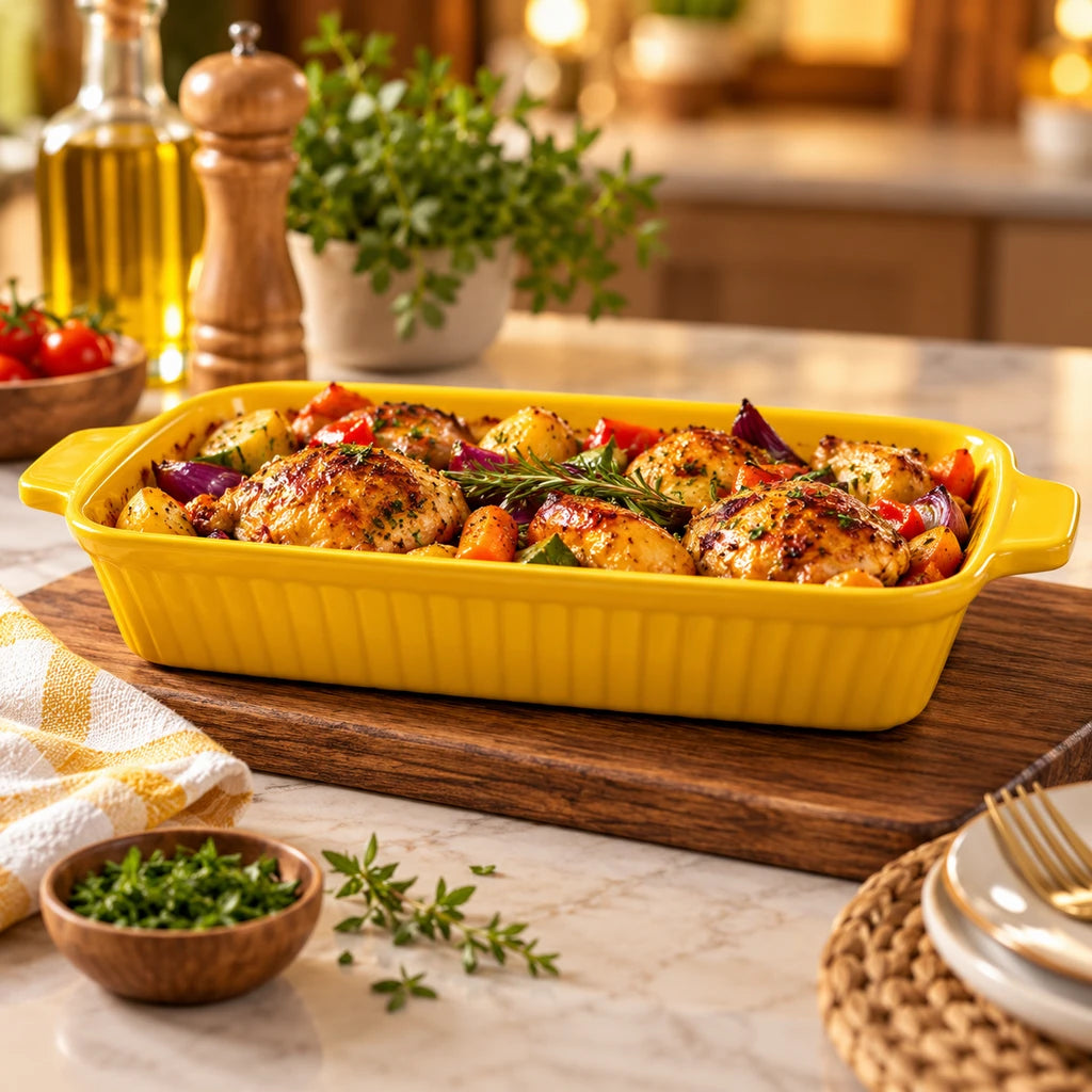 Blaze Derma 12-Inch Melamine Rectangular Dish - Red, Yellow & Black