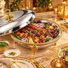 Fancy Stainless Steel Round BBQ Platter With Stand & Lid