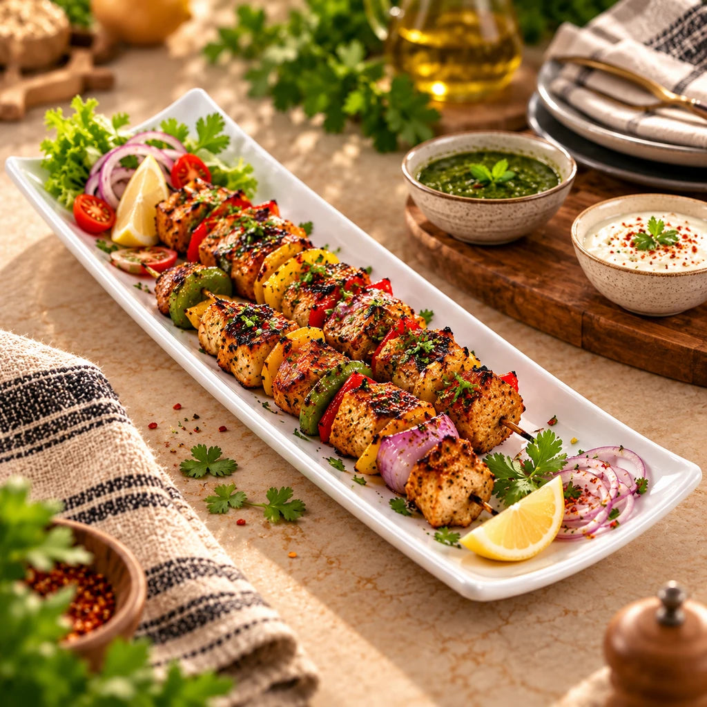 Blaze 15-Inch Melamine Turkish Kabab Dish - Red, Black, Yellow & White