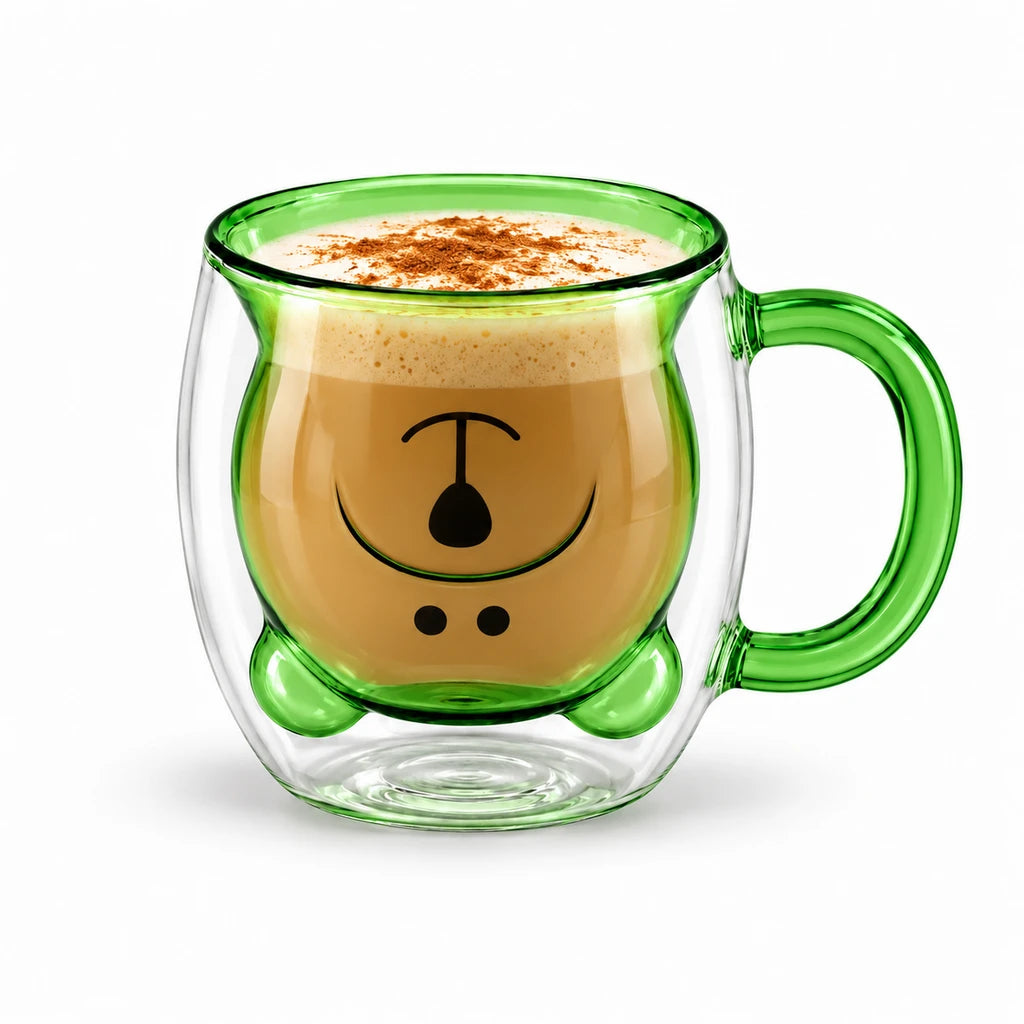 D.W.M Bear-Shaped Double-Wall Glass Mug, 250 ml