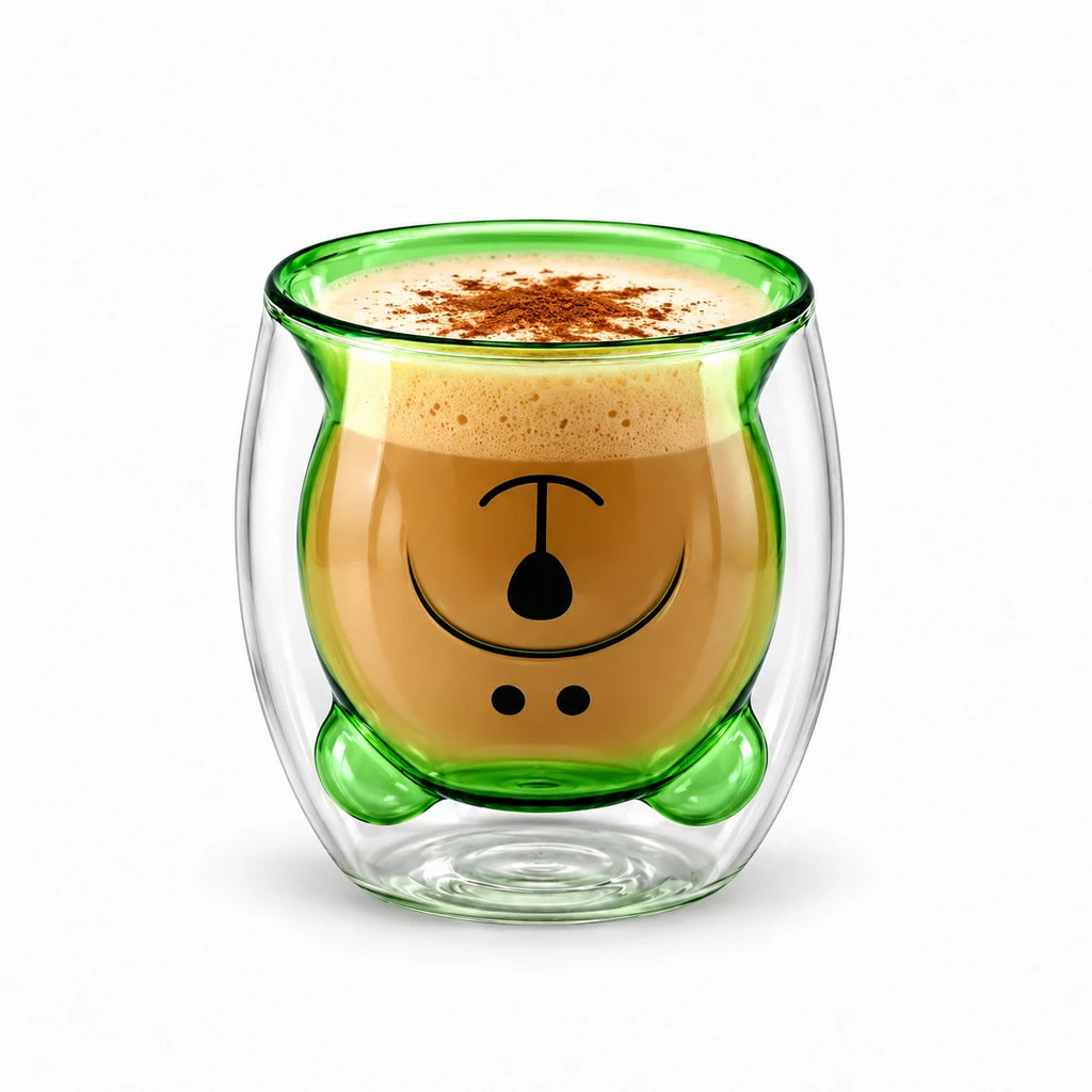 D.W.M Bear-Shaped Double-Wall Glass Tumbler, 250 ml