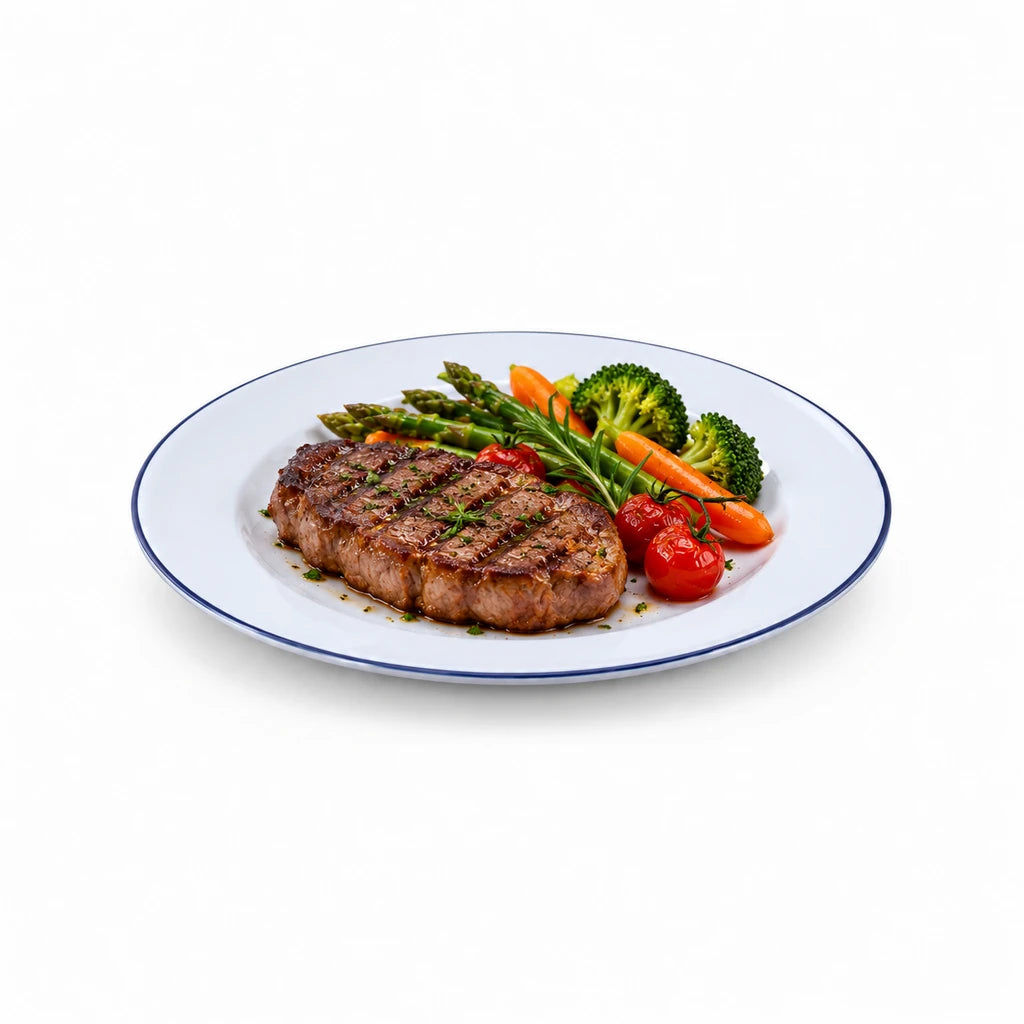 B/C Grey-Line White Ceramic Flat Plate, 7 & 10 Inch