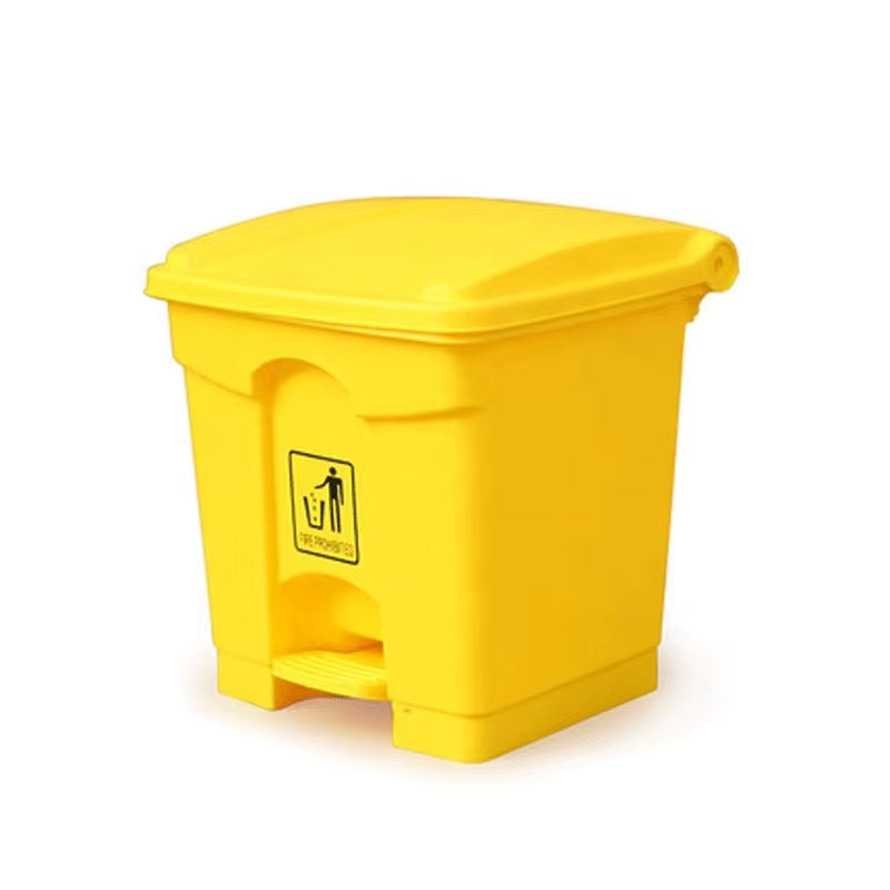 Deluxe foot pedal dustbin in yellow color