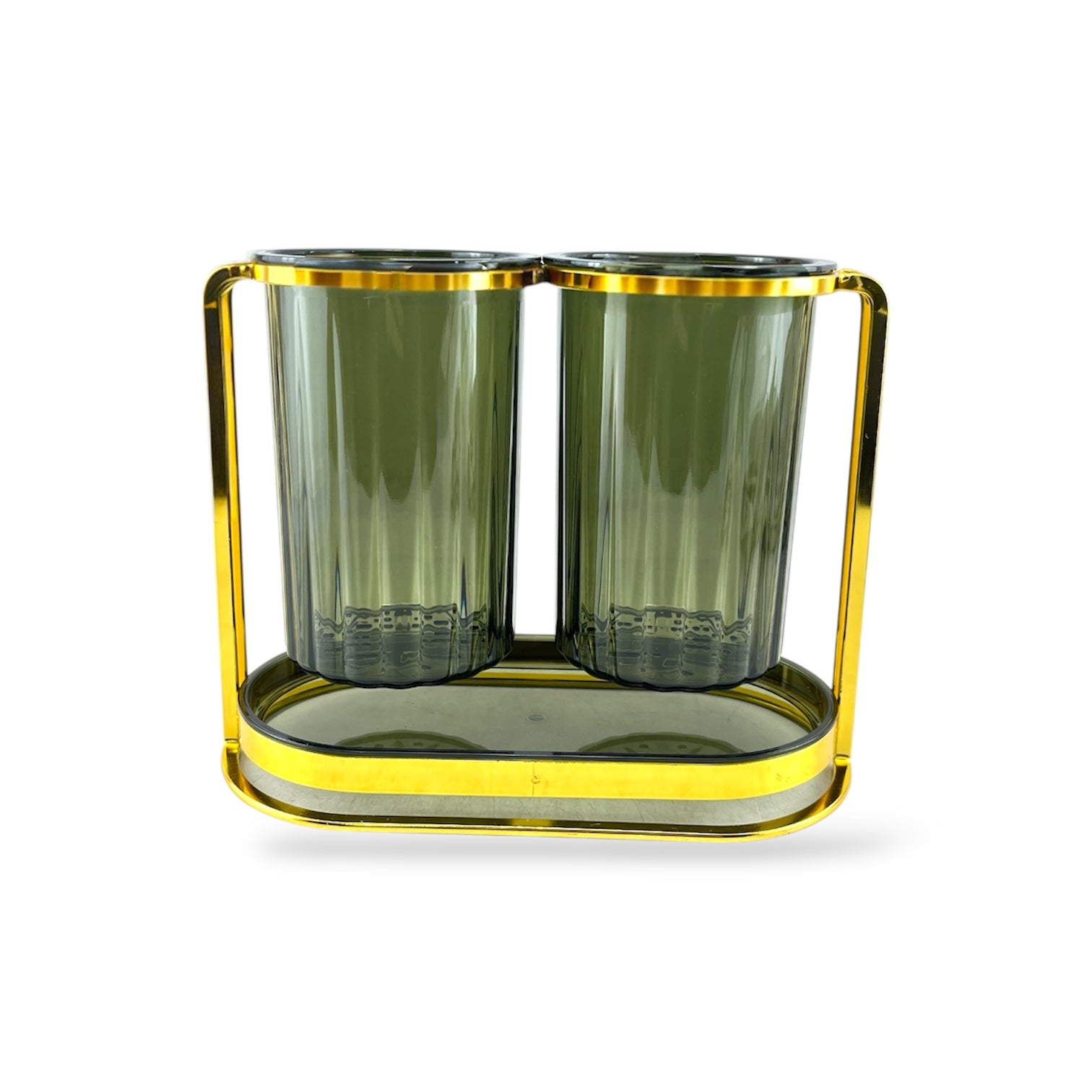 2-Portion Metal Spoons Holder Golden