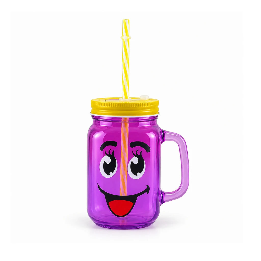 Kleeyo Purple Bright-Eyes Grin 450 ml Glass Mason Jar