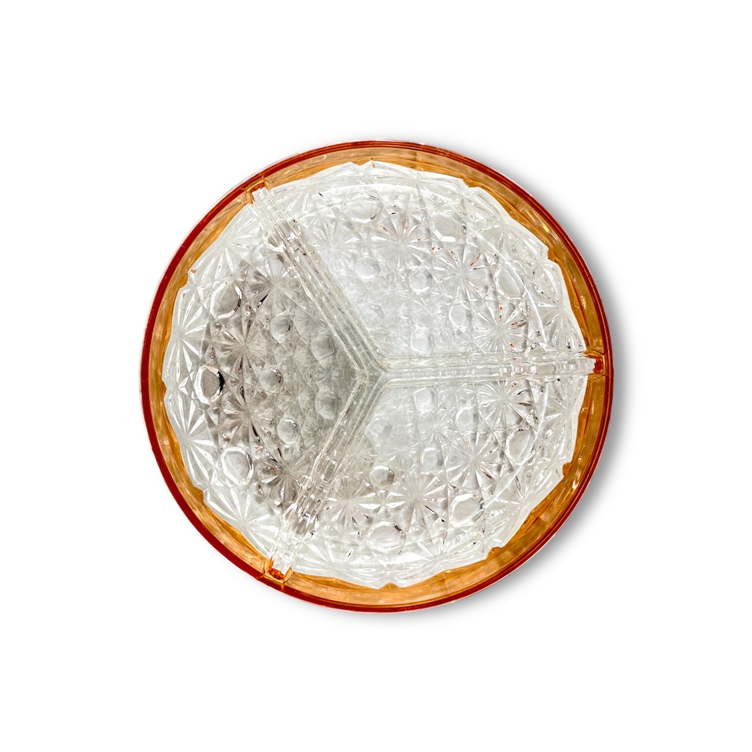 3-Portion Round Acrylic Dry Fruit Dish With Lid