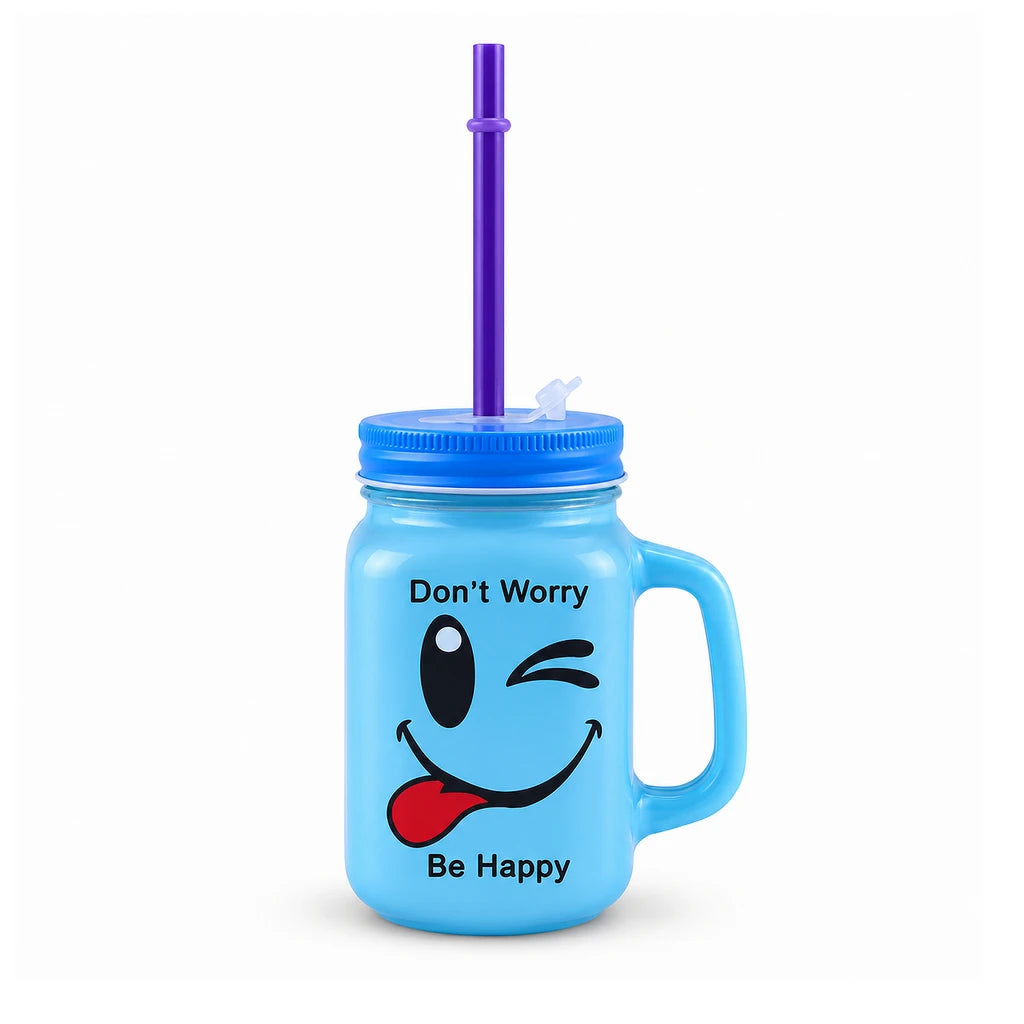 Kleeyo Don't Worry Be Happy 450 ml Glass Mason Jar