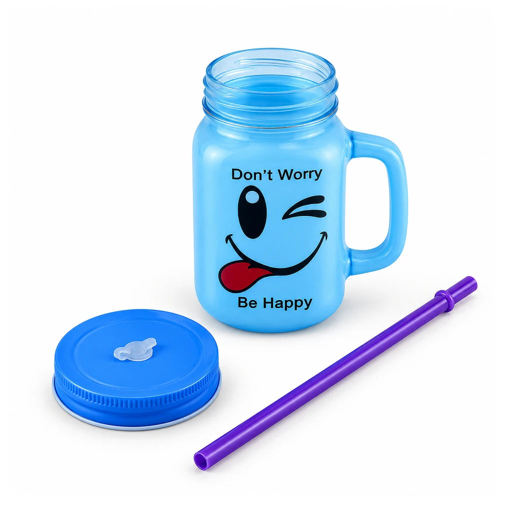 Kleeyo Don't Worry Be Happy 450 ml Glass Mason Jar