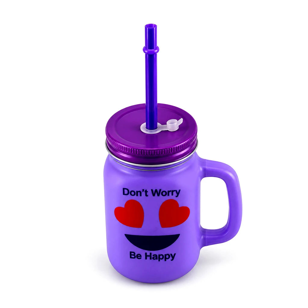 Kleeyo Purple Happy Hearts 450 ml Glass Mason Jar