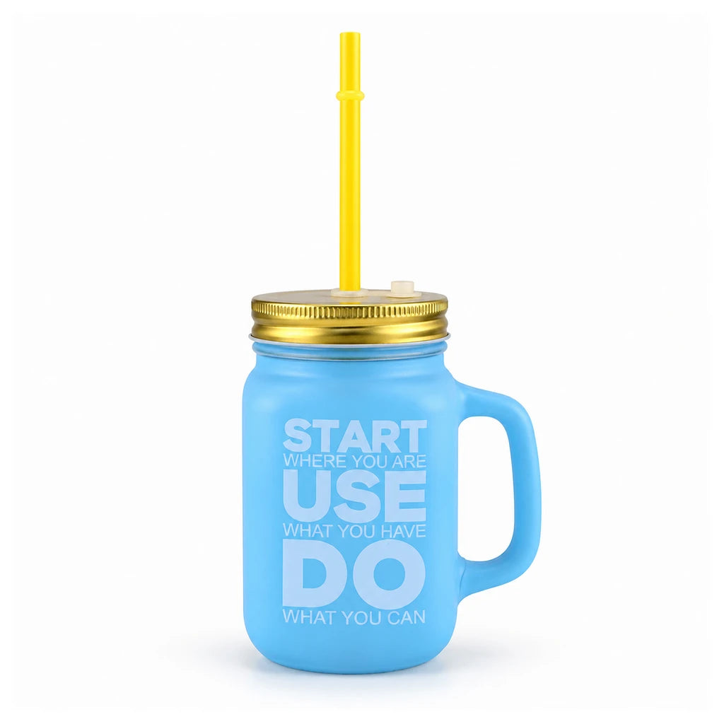 Kleeyo Blue Start Where You Are 450 ml Glass Mason Jar