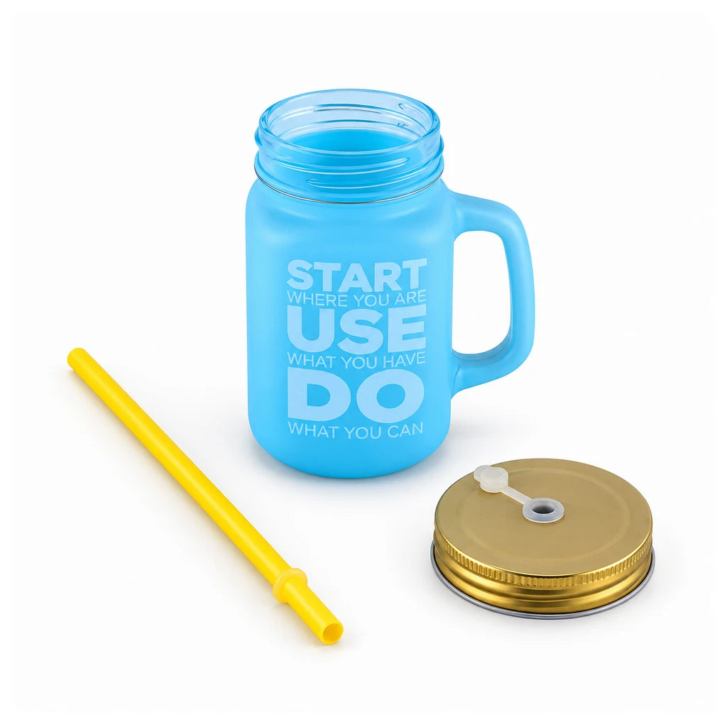 Kleeyo Blue Start Where You Are 450 ml Glass Mason Jar