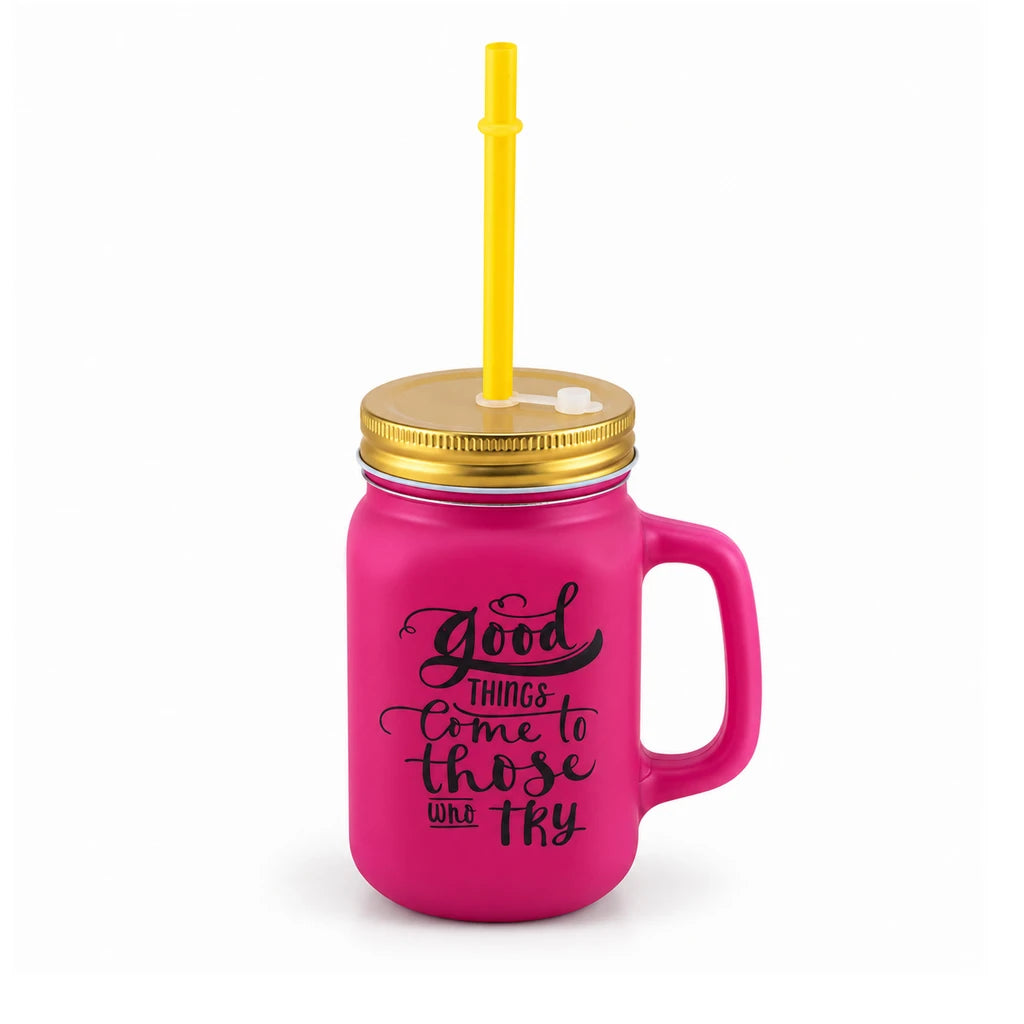 Kleeyo Pink Good Things 450 ml Glass Mason Jar