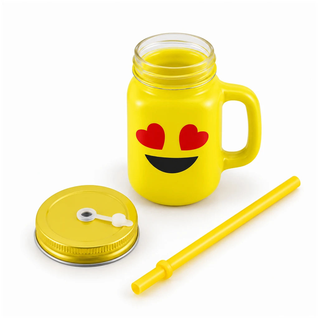 Kleeyo Sunshine Heart Eyes 450 ml Glass Mason Jar
