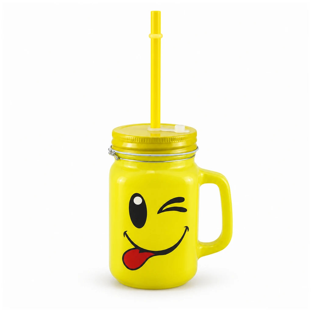 Kleeyo Sunshine Cheeky Wink 450 ml Glass Mason Jar