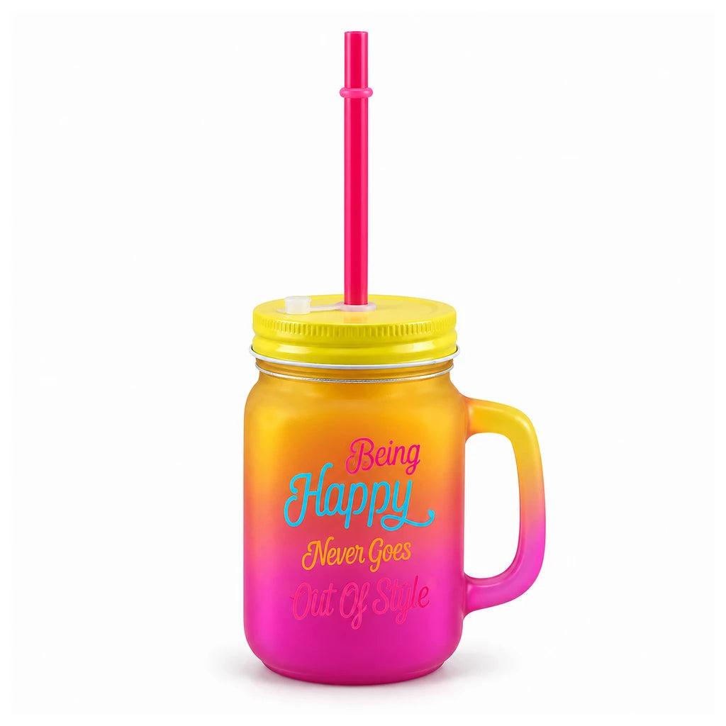 Kleeyo Sunset Being Happy 450 ml Glass Mason Jar