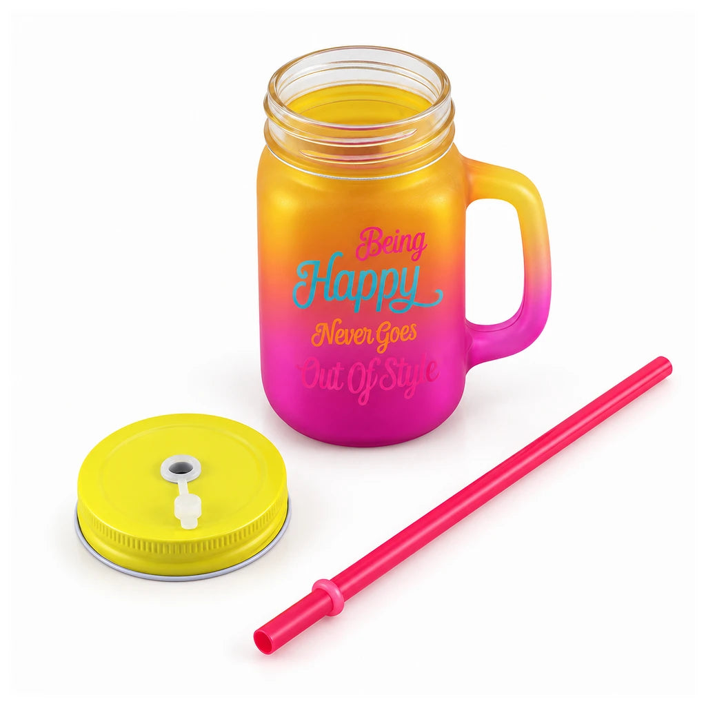 Kleeyo Sunset Being Happy 450 ml Glass Mason Jar