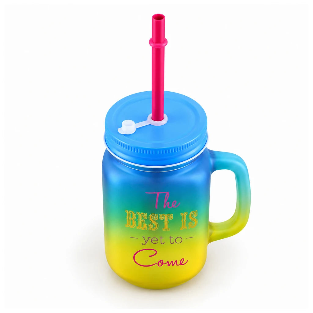 Kleeyo Blue-Yellow Best Yet to Come 450 ml Glass Mason Jar