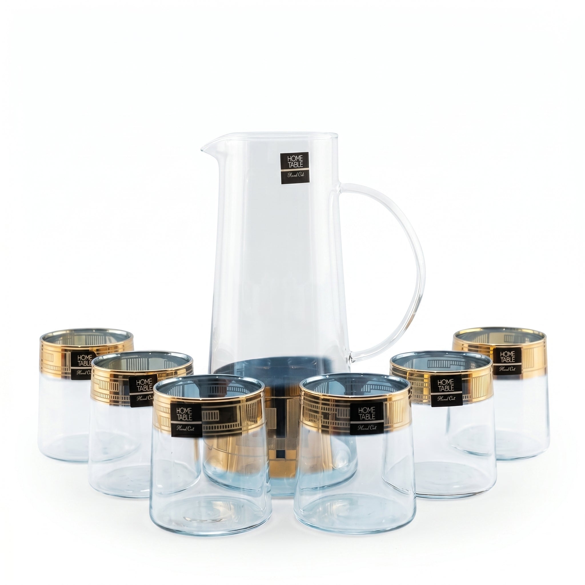 Home Table 7-Piece Gold Rim Jug And Glass Sets