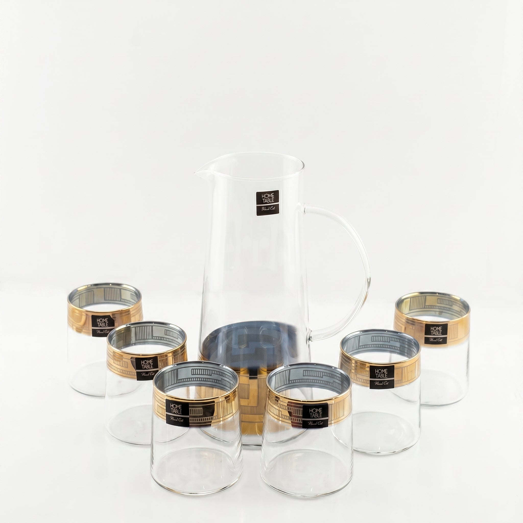 Home Table 7-Piece Gold Rim Jug And Glass Sets