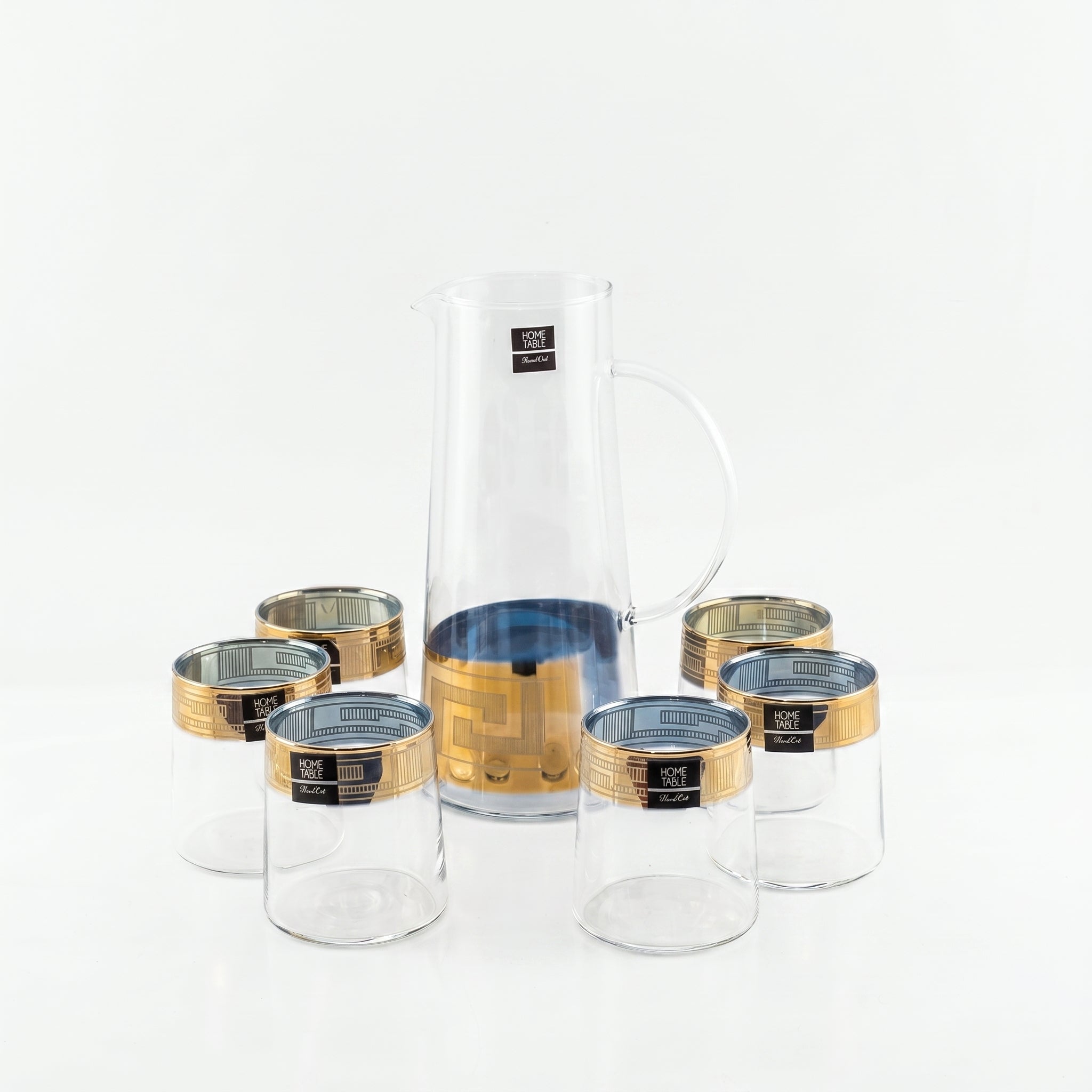 Home Table 7-Piece Gold Rim Jug And Glass Sets