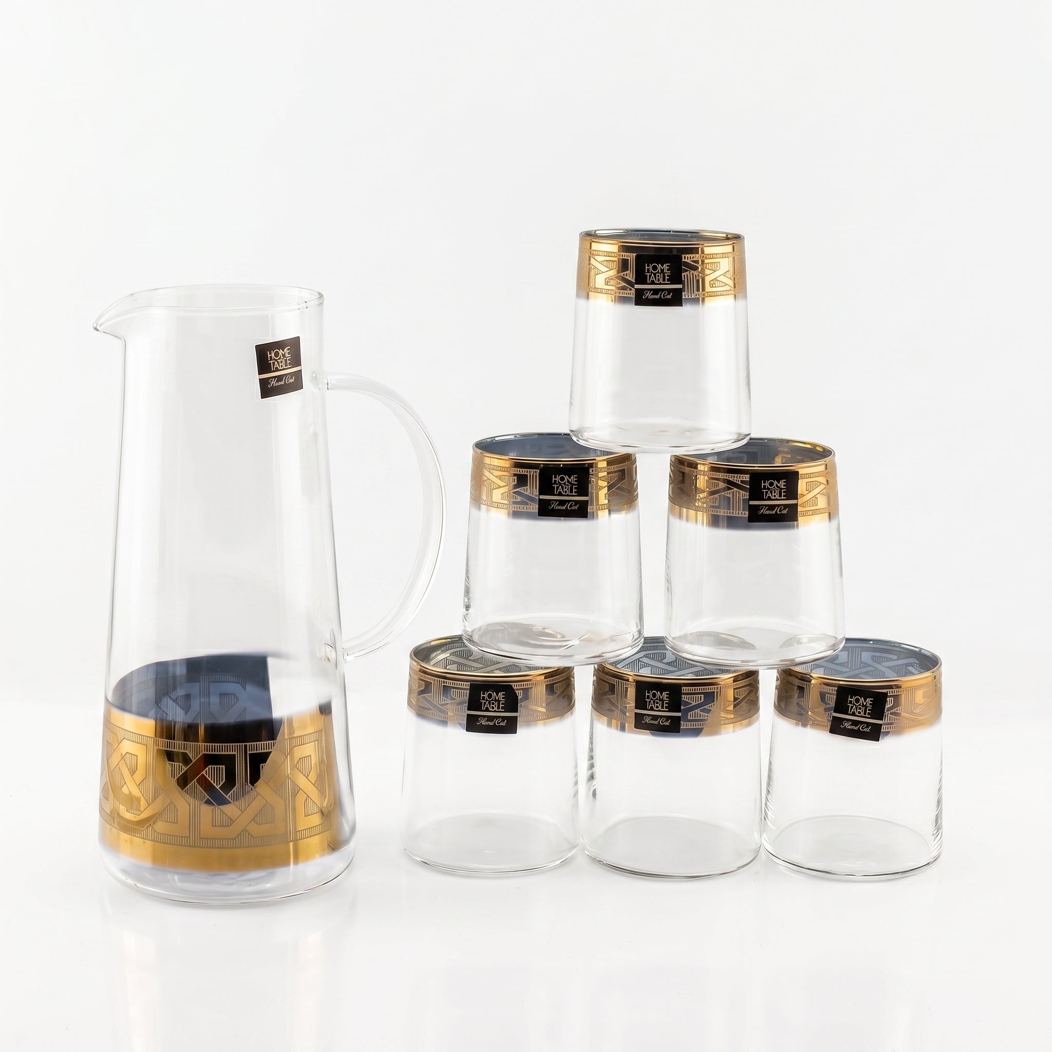 Home Table 7-Piece Gold Rim Jug And Glass Sets