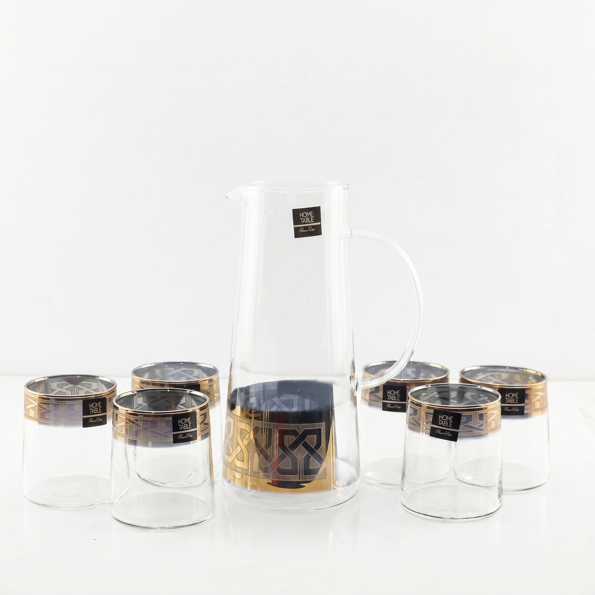 Home Table 7-Piece Gold Rim Jug And Glass Sets