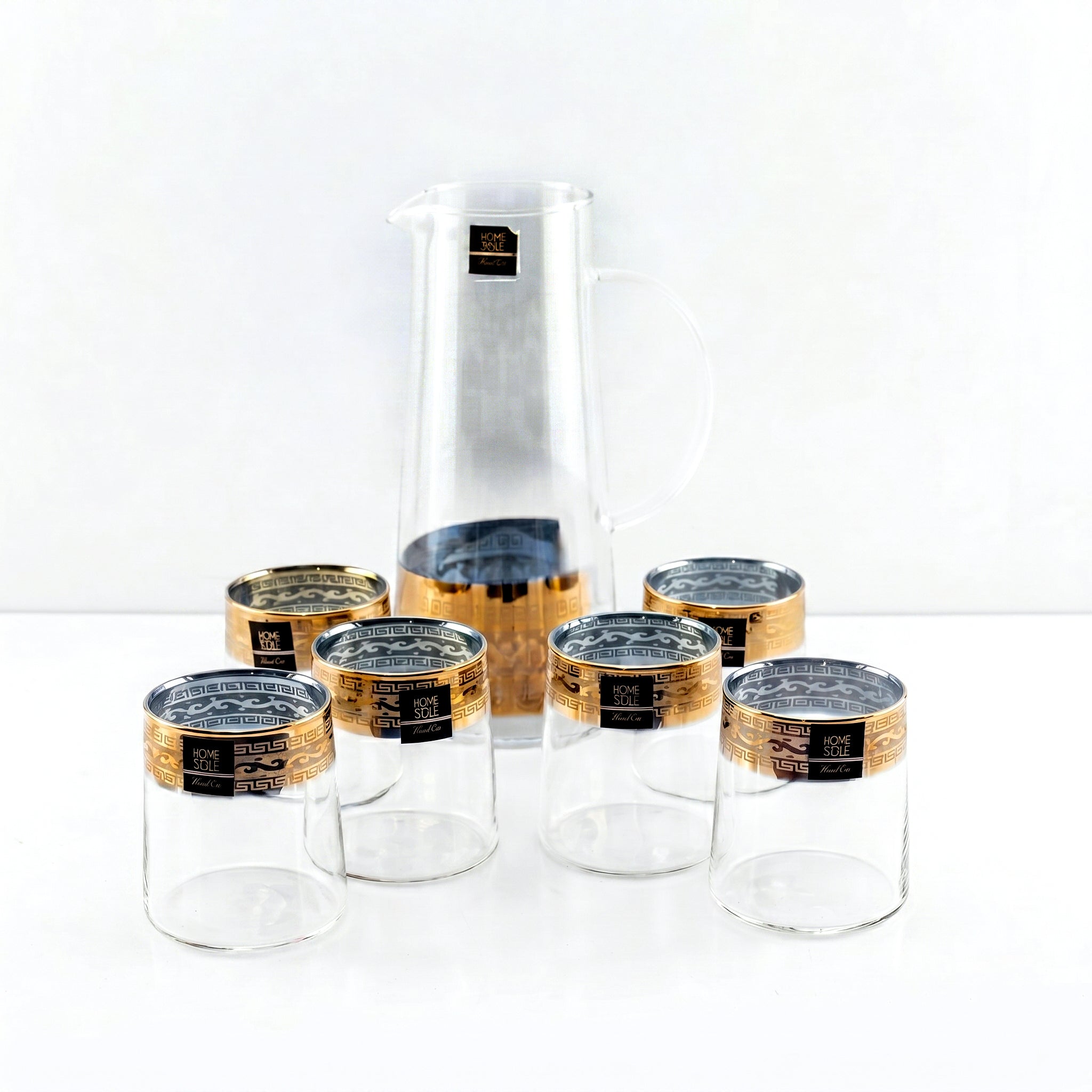 Home Table 7-Piece Gold Rim Jug And Glass Sets