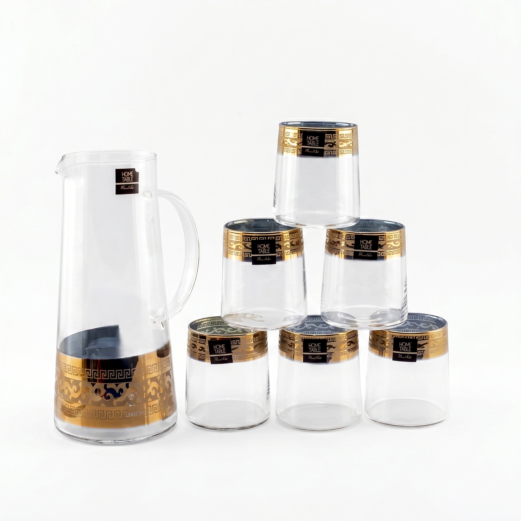 Home Table 7-Piece Gold Rim Jug And Glass Sets