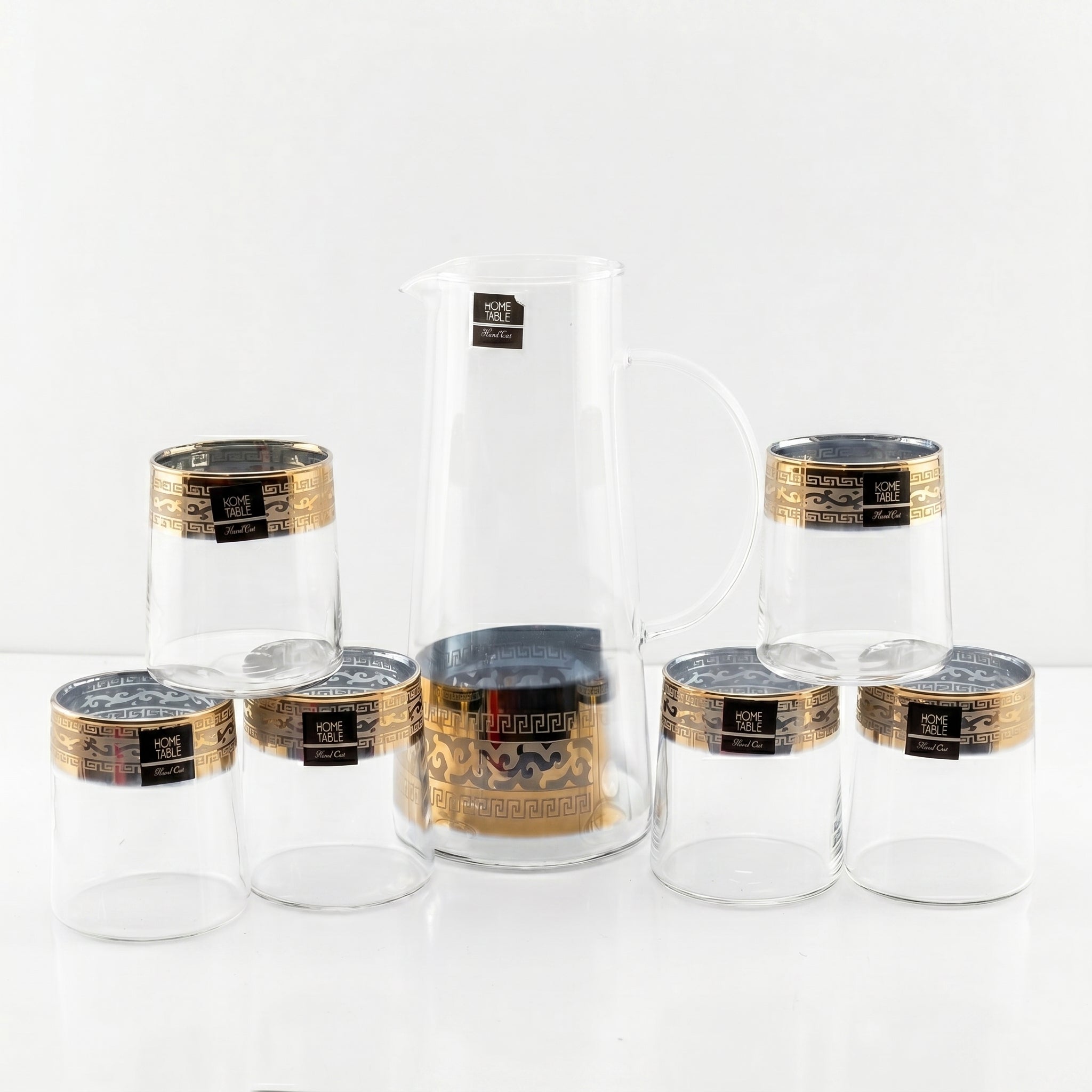 Home Table 7-Piece Gold Rim Jug And Glass Sets