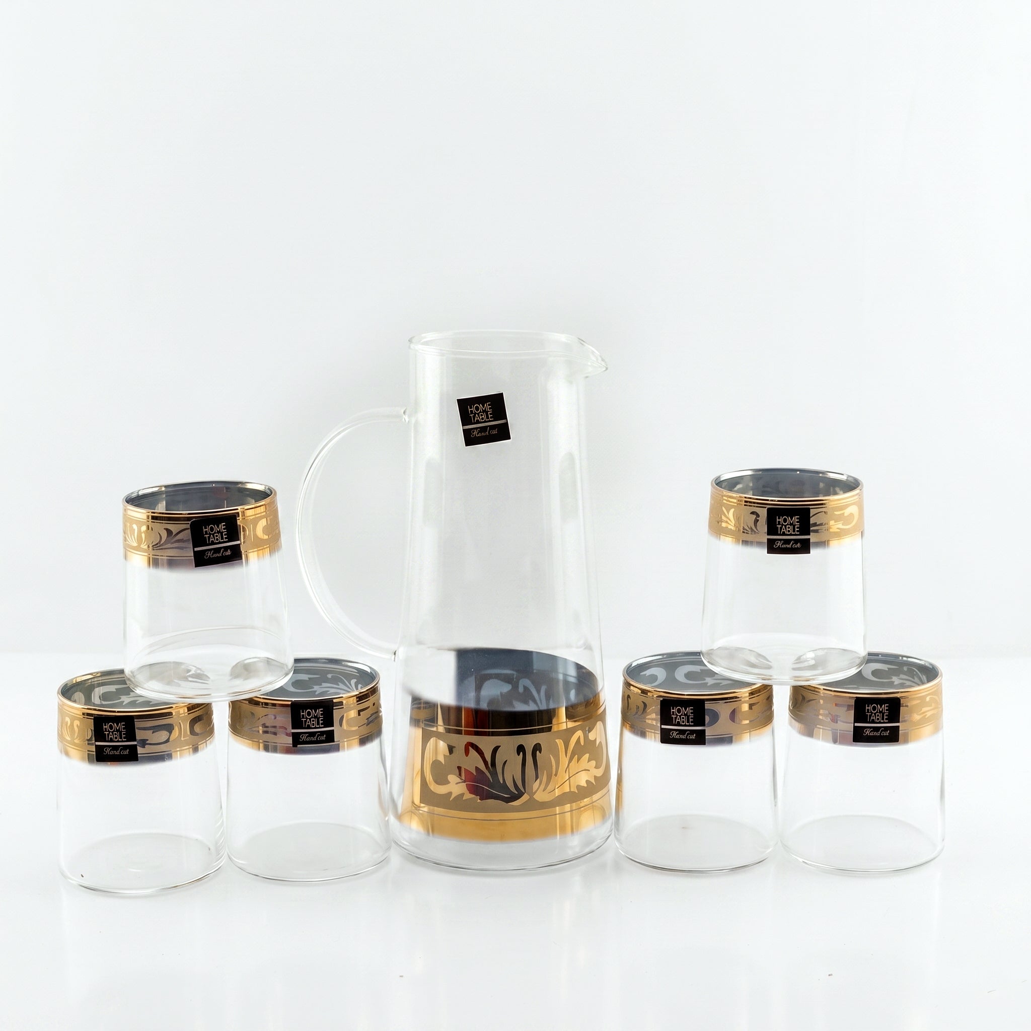 Home Table 7-Piece Gold Rim Jug And Glass Sets