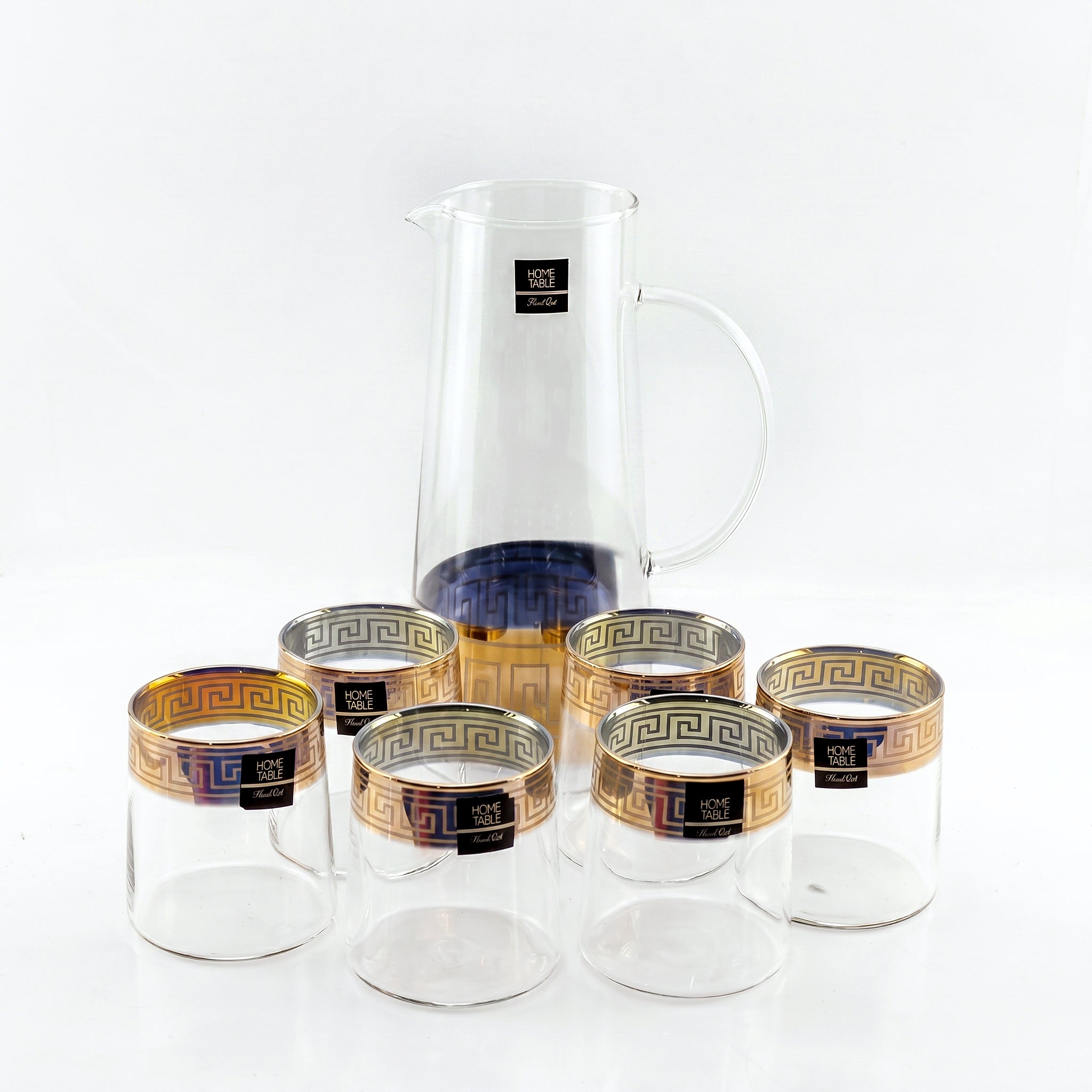 Home Table 7-Piece Gold Rim Jug And Glass Sets