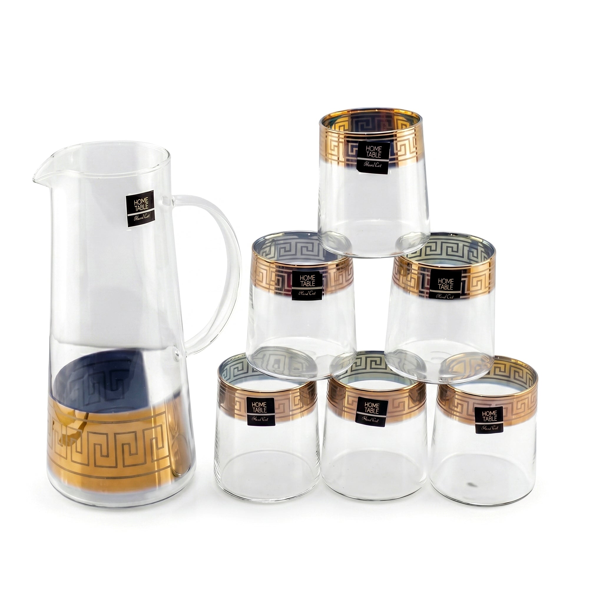 Home Table 7-Piece Gold Rim Jug And Glass Sets