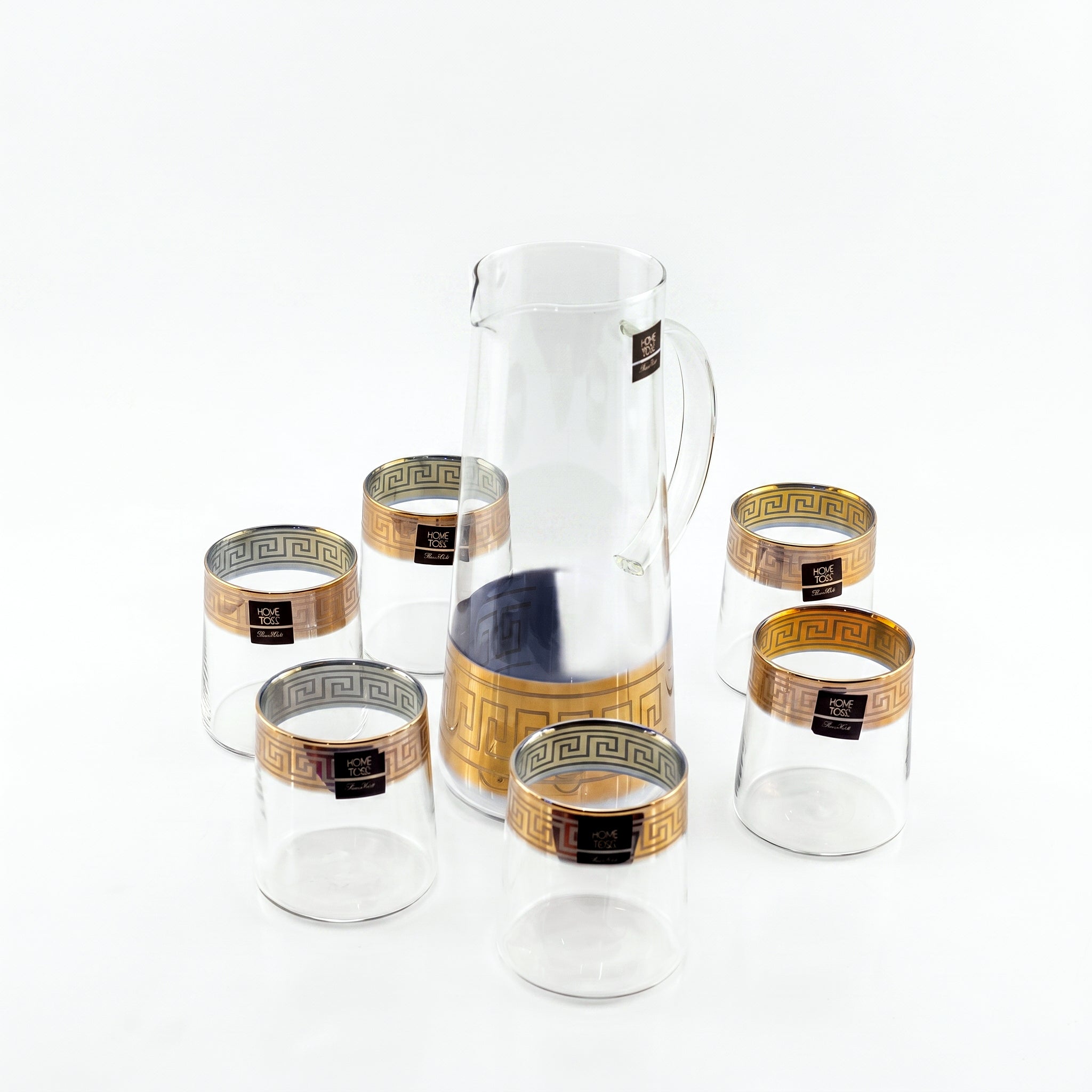 Home Table 7-Piece Gold Rim Jug And Glass Sets