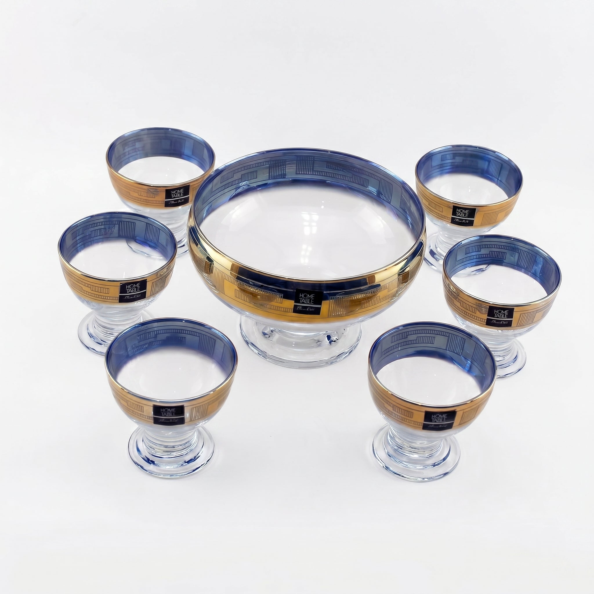 Home Table 7-Piece Golden Glass Ice Cream Bowl Set