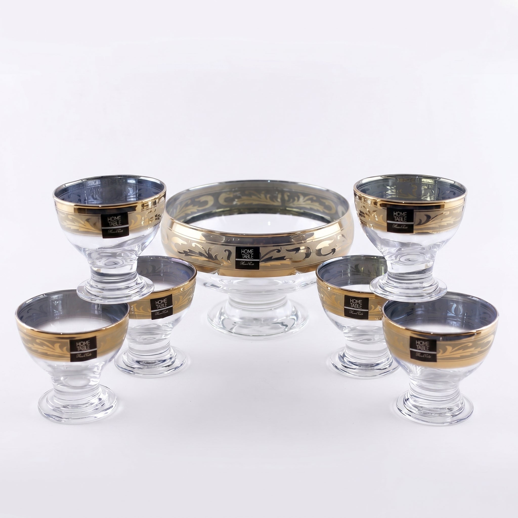 Home Table 7-Piece Golden Glass Ice Cream Bowl Set