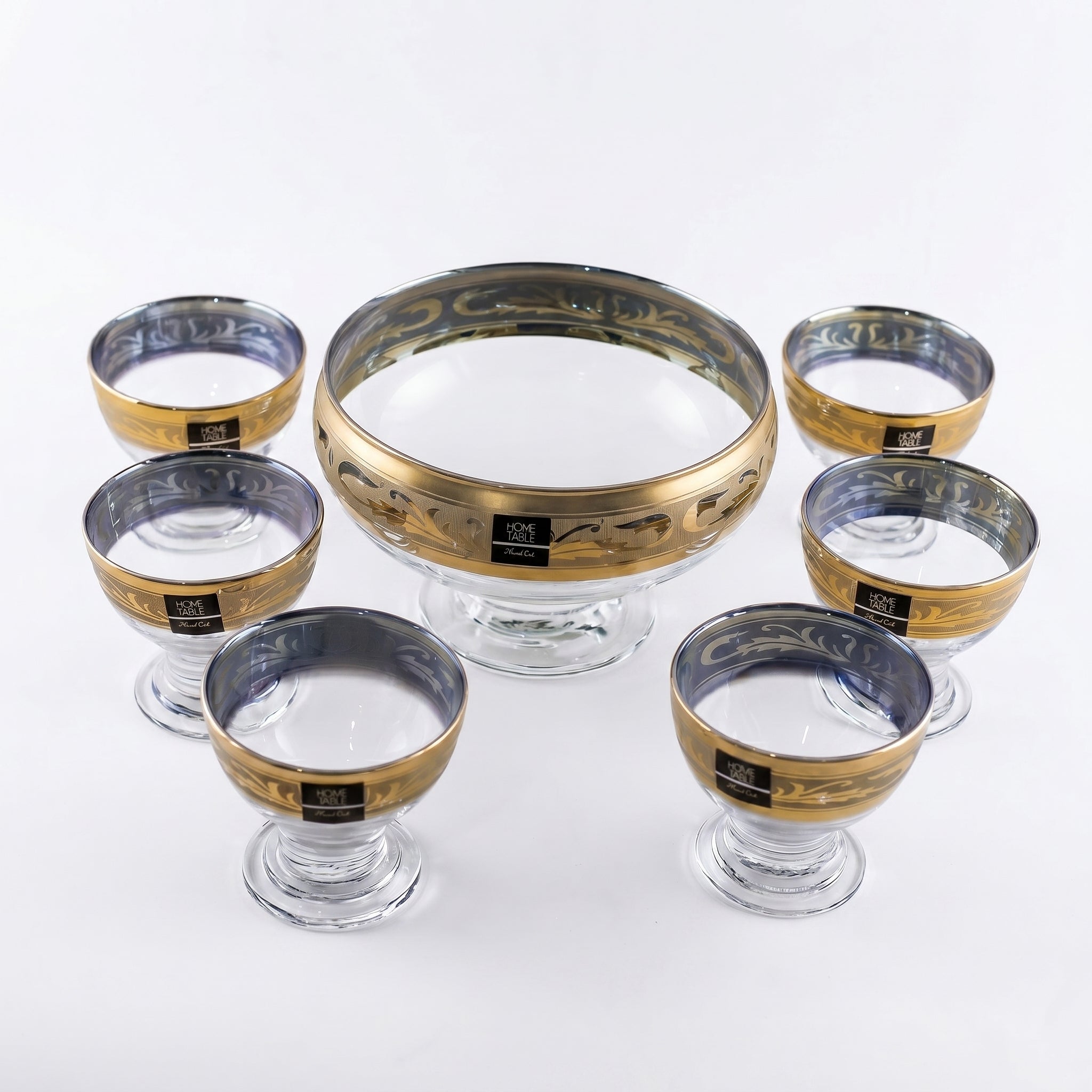 Home Table 7-Piece Golden Glass Ice Cream Bowl Set