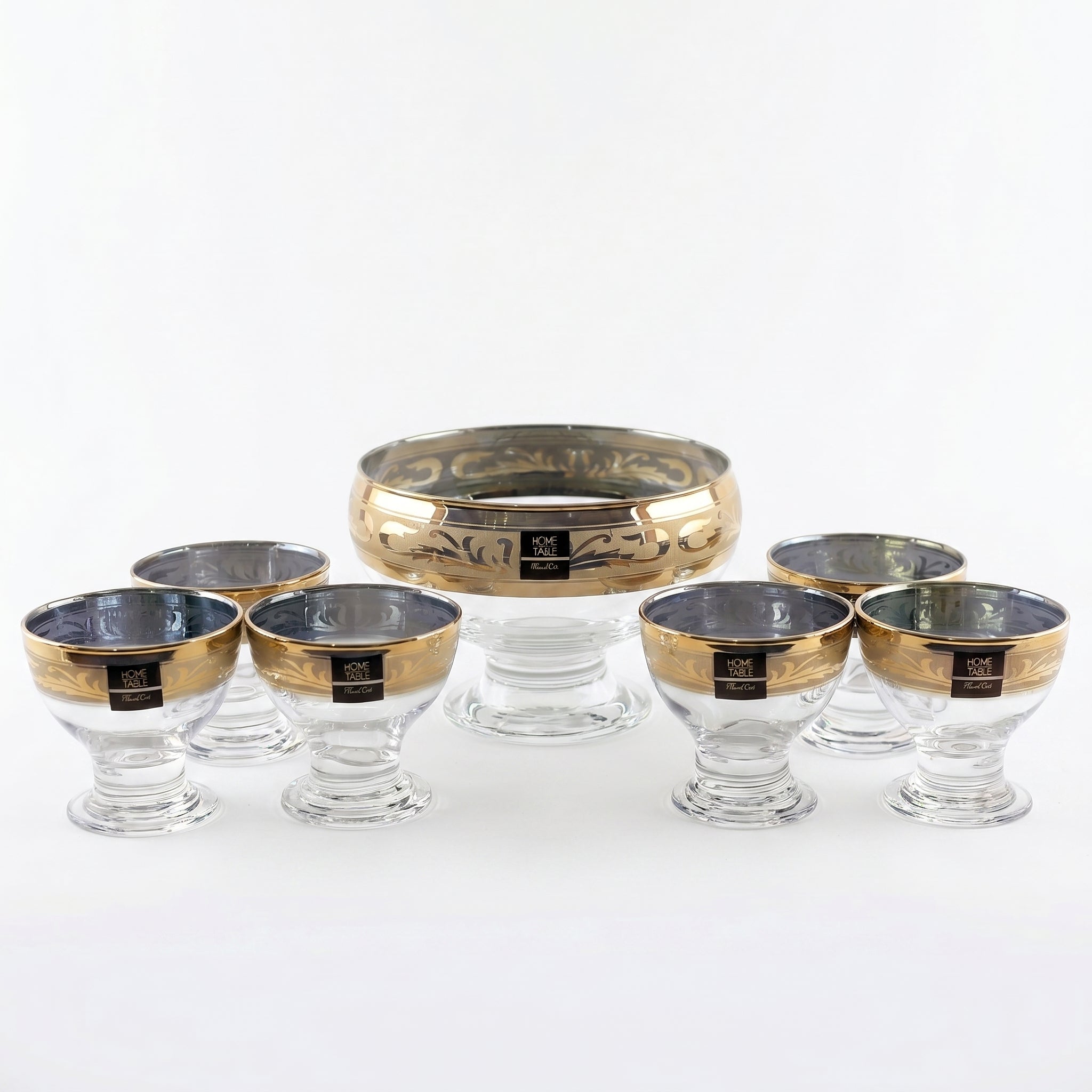 Home Table 7-Piece Golden Glass Ice Cream Bowl Set