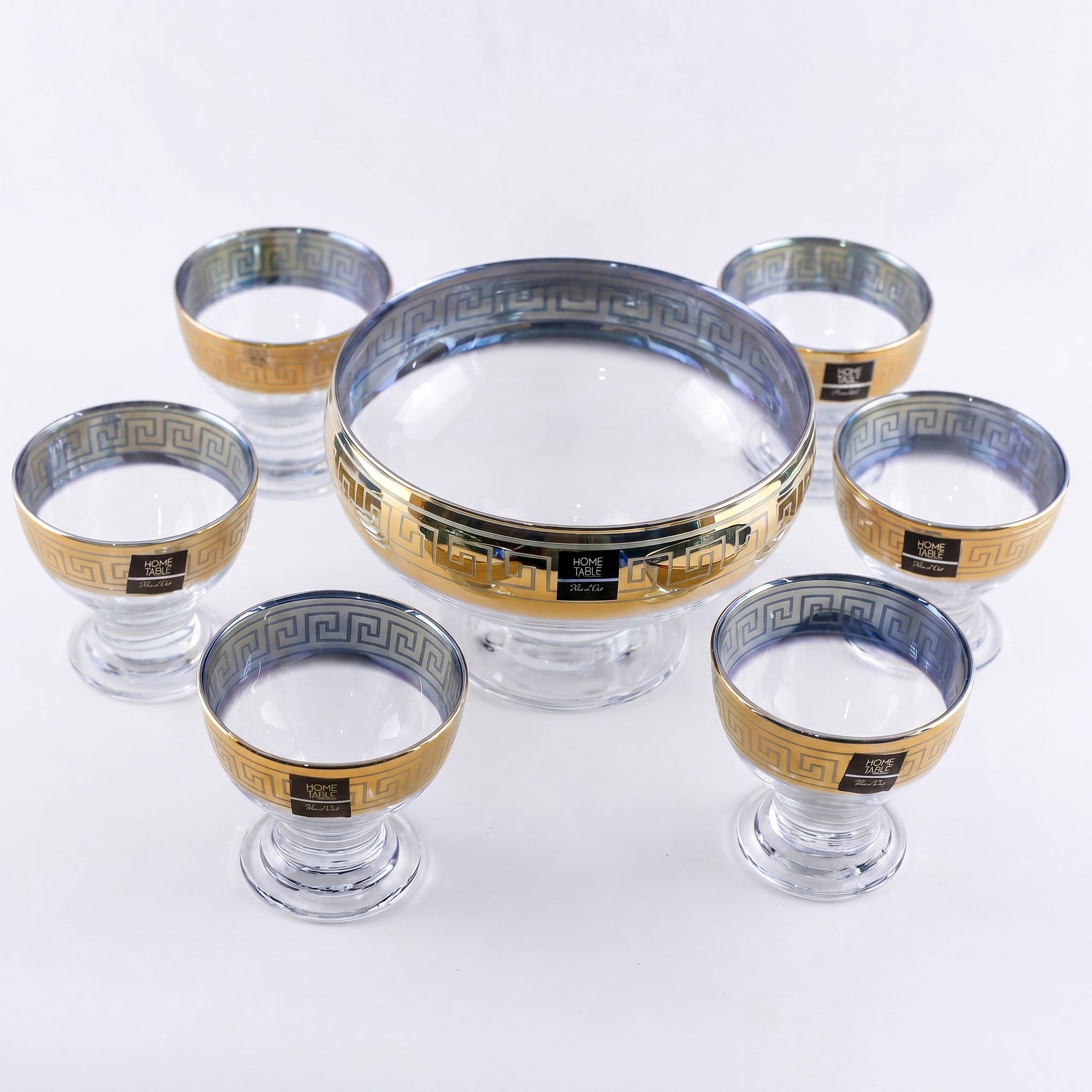 Home Table 7-Piece Golden Glass Ice Cream Bowl Set