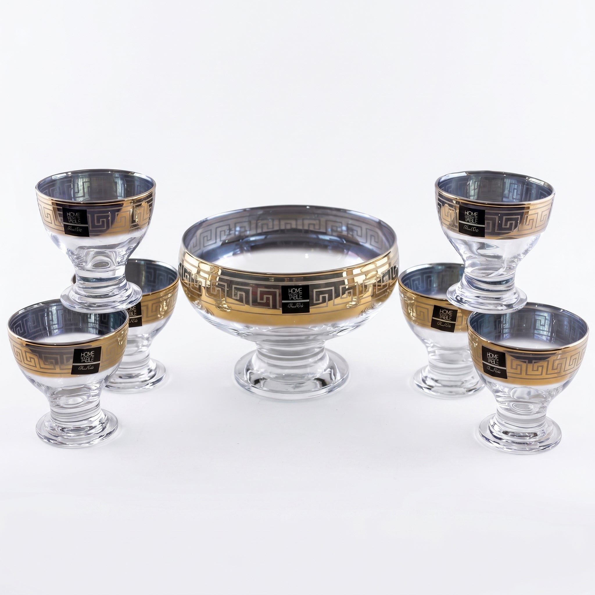Home Table 7-Piece Golden Glass Ice Cream Bowl Set