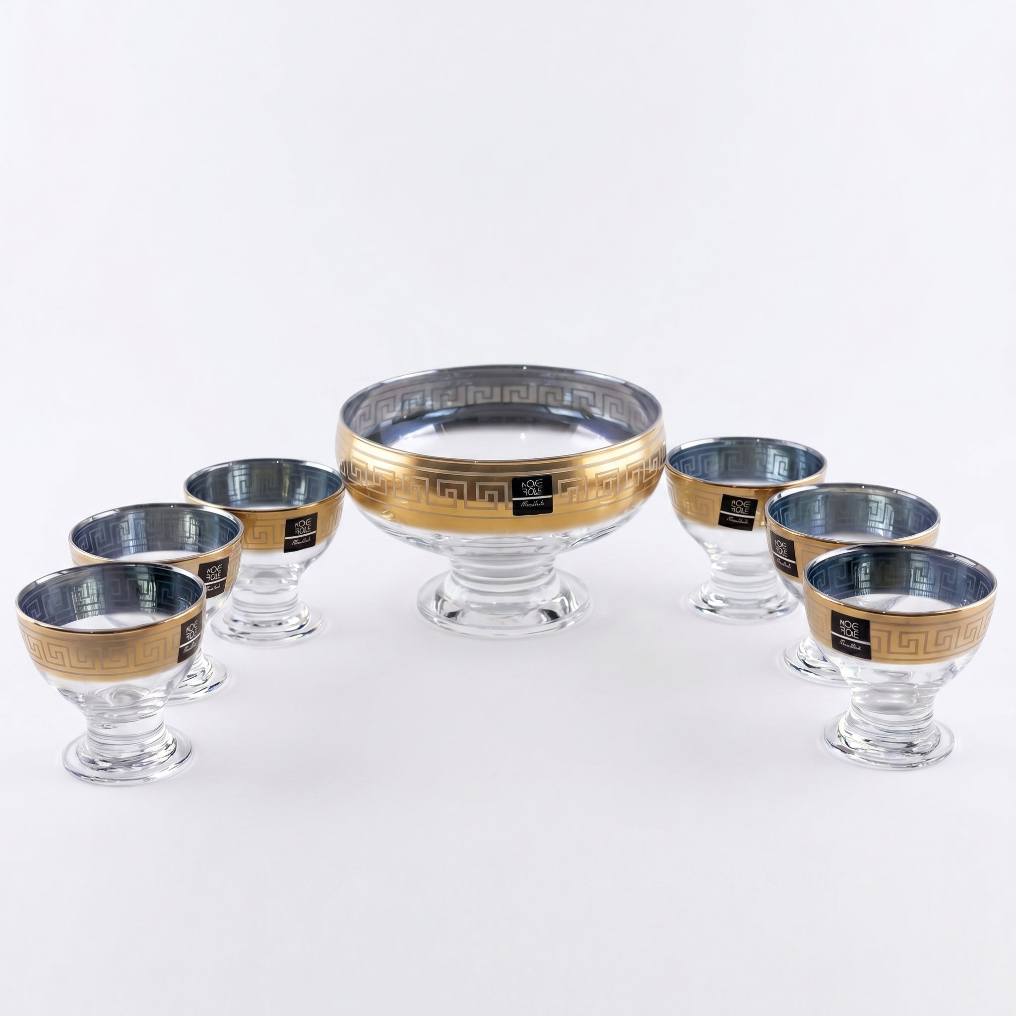 Home Table 7-Piece Golden Glass Ice Cream Bowl Set