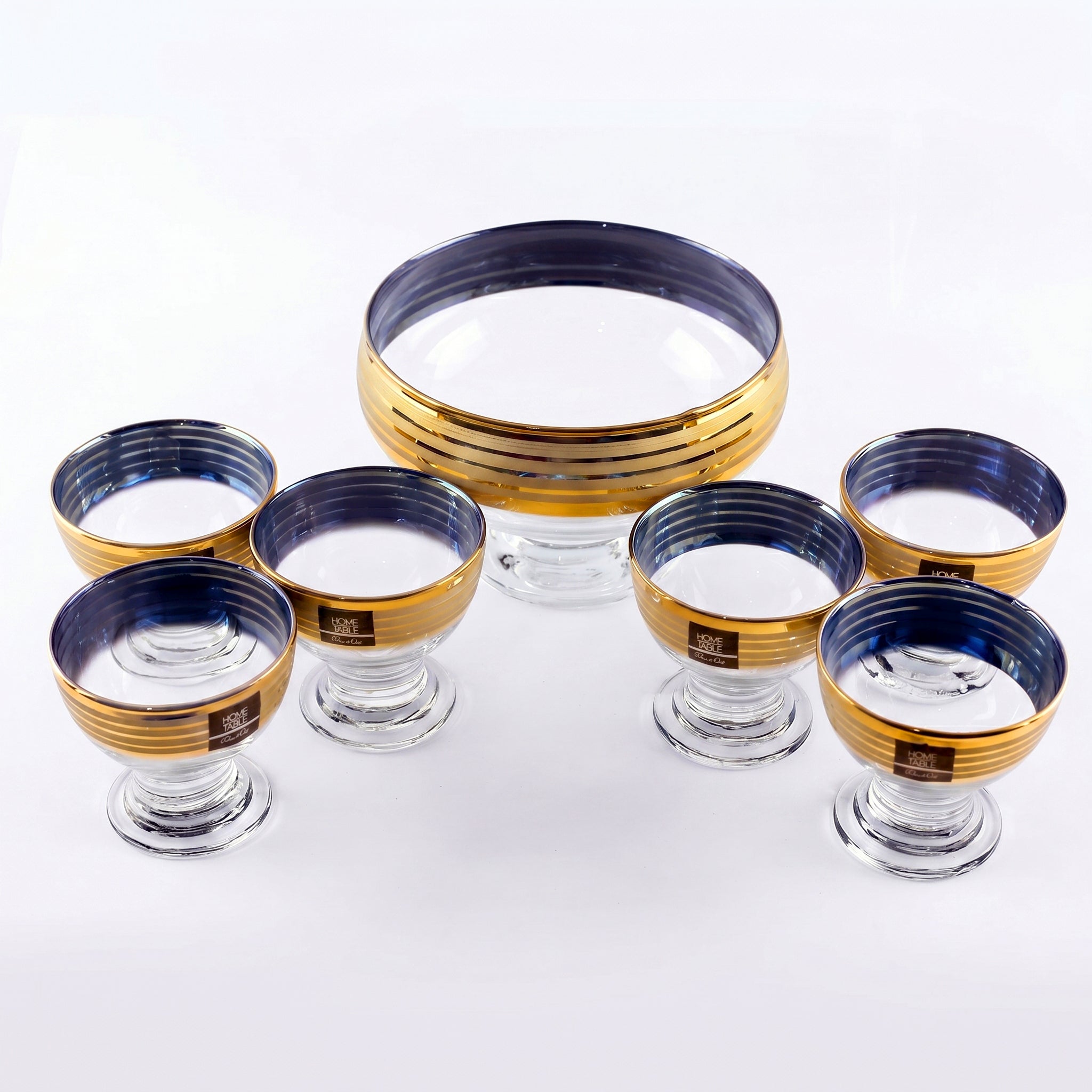 Home Table 7-Piece Golden Glass Ice Cream Bowl Set