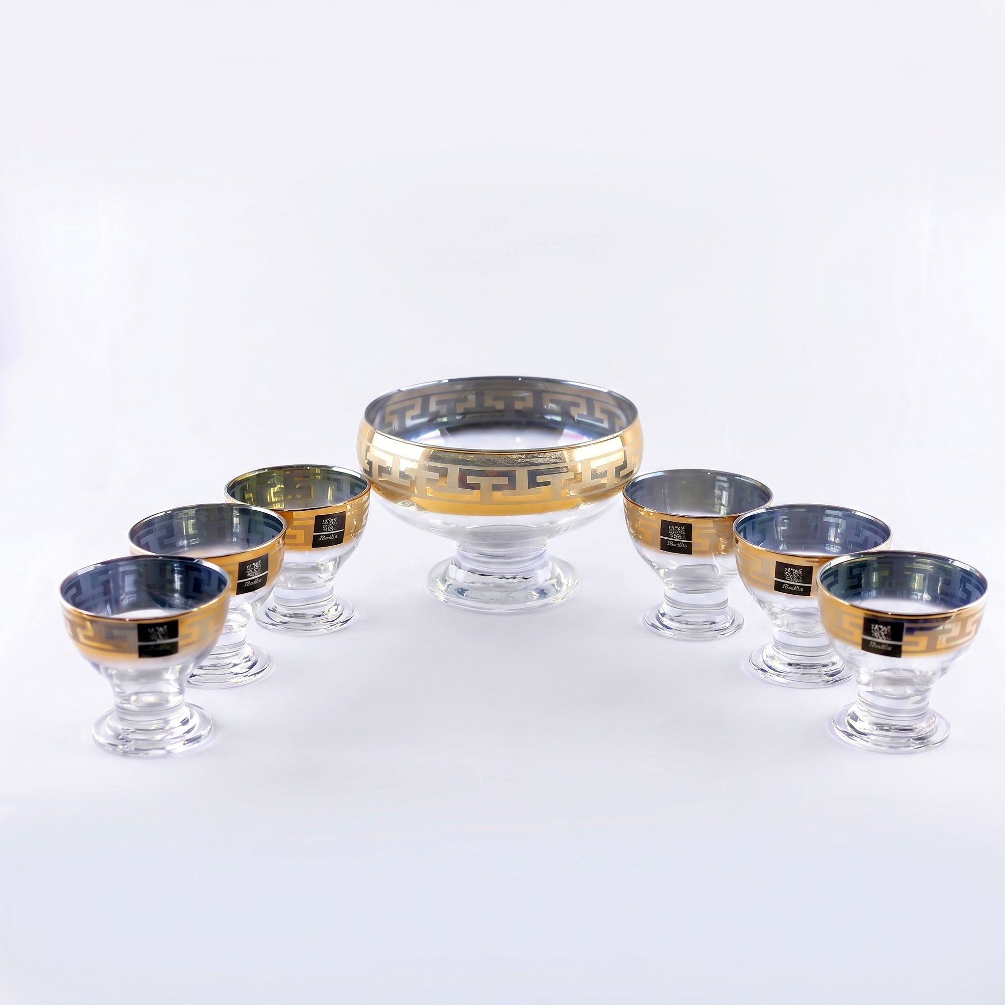 Home Table 7-Piece Golden Glass Ice Cream Bowl Set