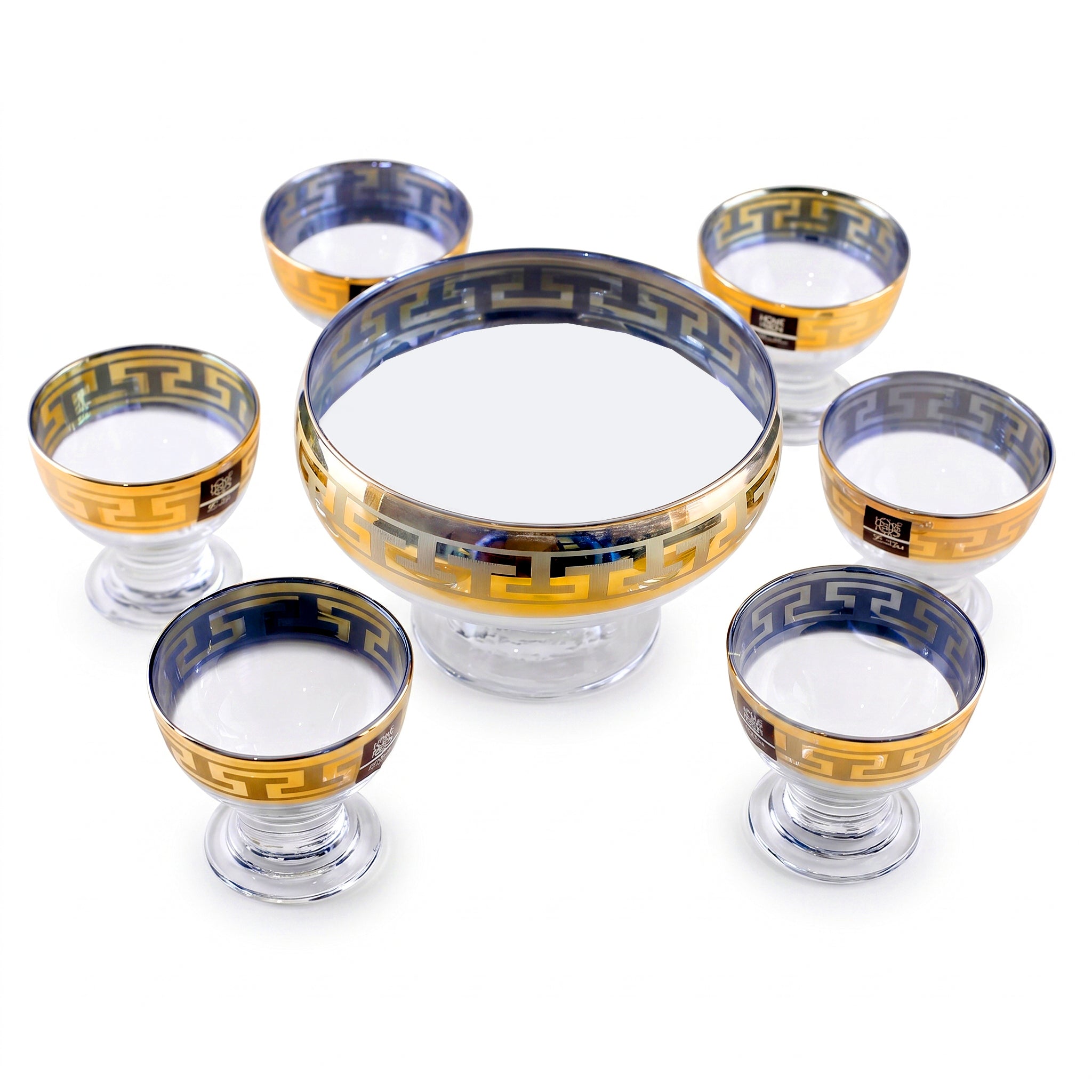 Home Table 7-Piece Golden Glass Ice Cream Bowl Set