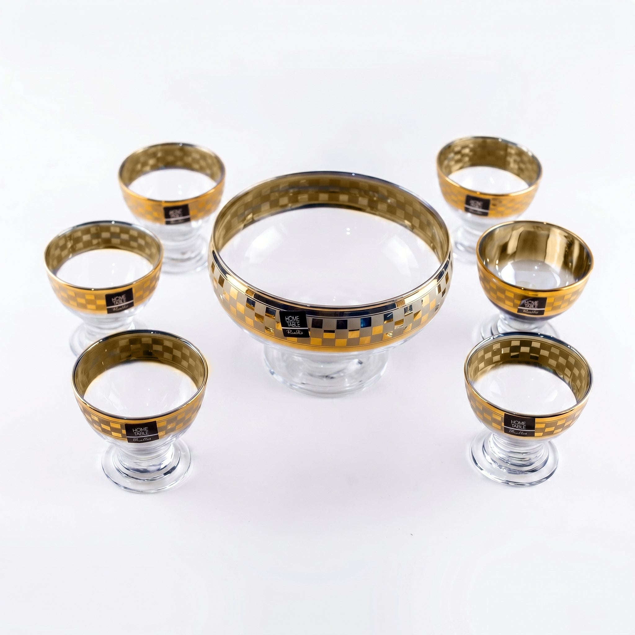 Home Table 7-Piece Golden Glass Dessert Sets Kaka Bawa Sons